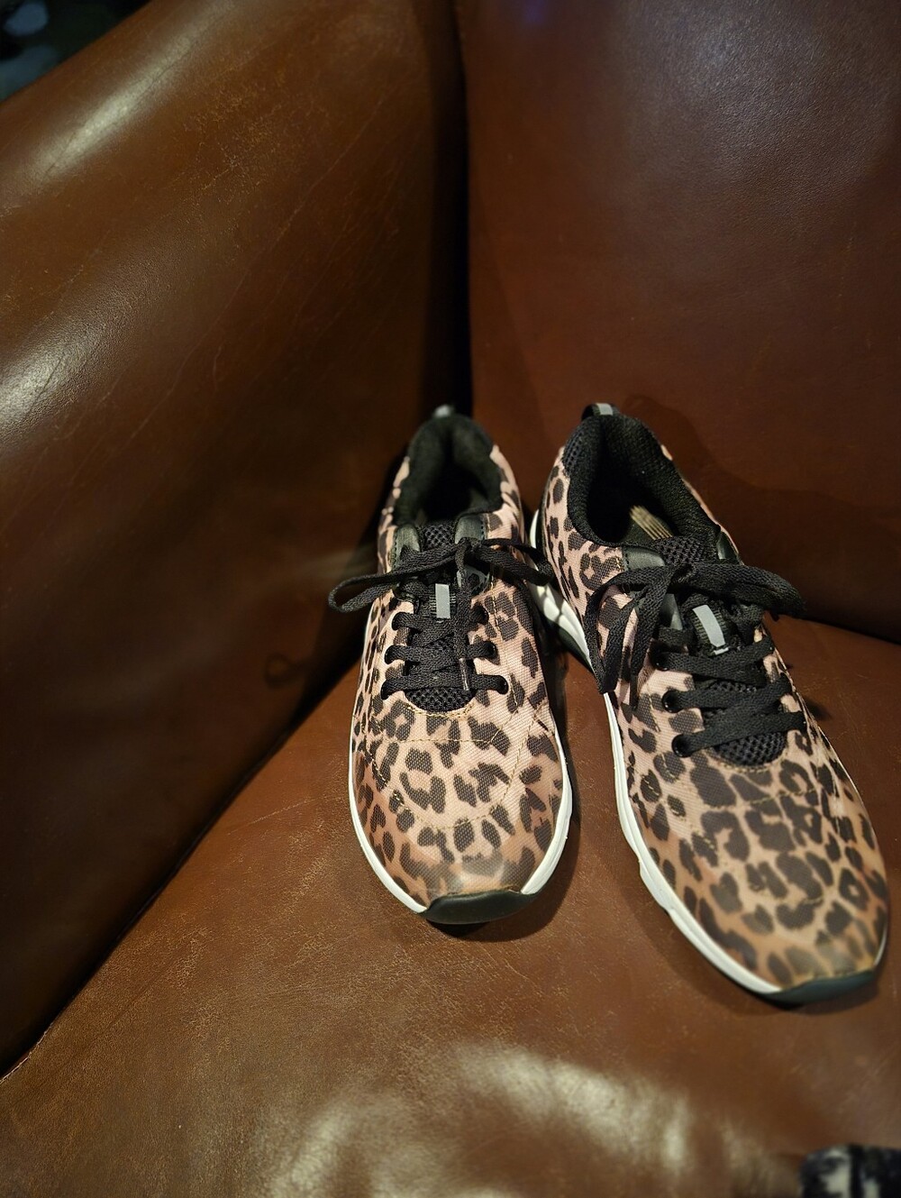 Vionic Cheetah-Print Sneakers in Brown & Black/  Removable Orthotic Insoles